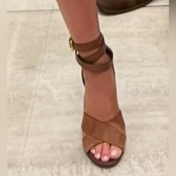 Gucci Brown Suede and Leather Candy Cross Ankle Wrap Sandals Size 38 - Picture 2 of 9